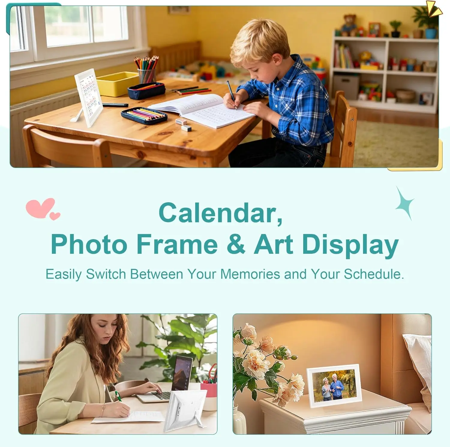 |Holiday Edition| 10.1’’ Smart Digital Calendar - Interactive Touch Screen, HD Display, Wall Mountable Family Organizer with Cho