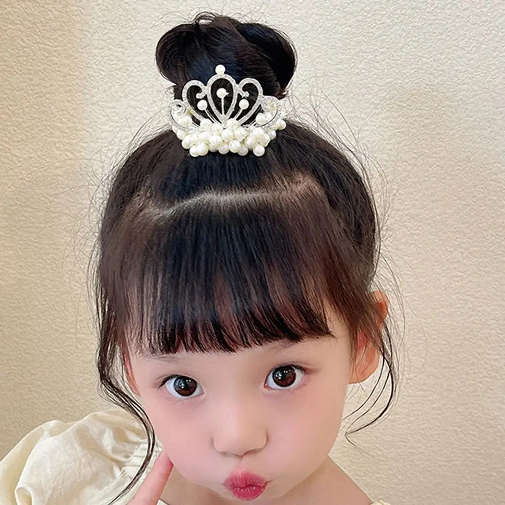 Japanese French Elegant Rhinestone Princess Headwear Korean Style Hair Rope Crown Hair Rope Children's Headdress Pearl