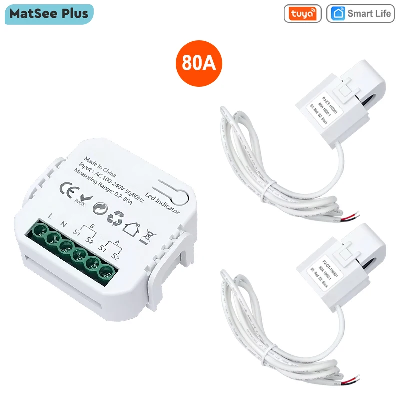 Tuya Smart Life ZigBee Energiezähler Bidirektional 1, 2 Kanäle mit Stromsensor Klemme App Monitor Leistung 80 A 110 V/240 V 50/60 Hz - AliExpress 1420