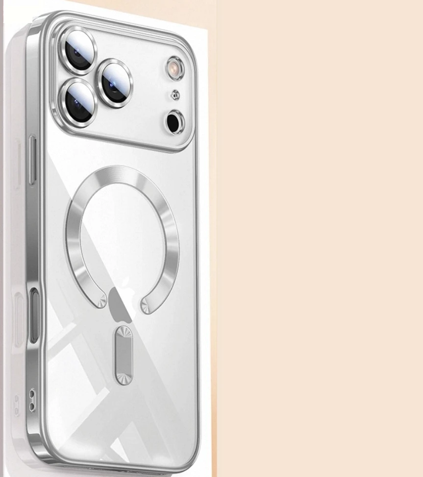 Glossy Electroplated Lens Protector Magnetic Case with Wireless Charging Support