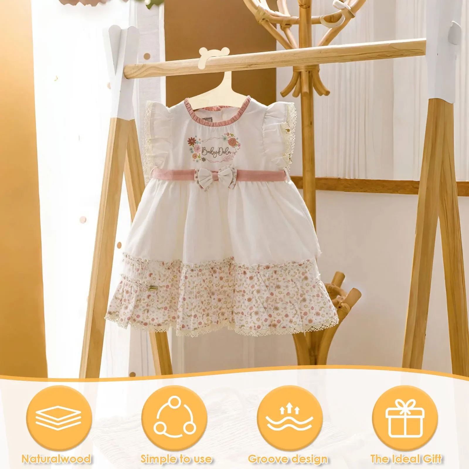Wooden Baby Hangers Smooth Mini Toddler Wooden Clothes Hanger Rack Kids Present Home Girls Princess Room Nursery Decor 20Pcs clothes hanger