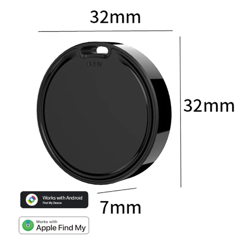 Localizzatore Bluetooth a doppio sistema nero per Android, tag di tracciamento oggetti F8 compatibile con l'app My o Google Find Hub per iOS_voghion.com