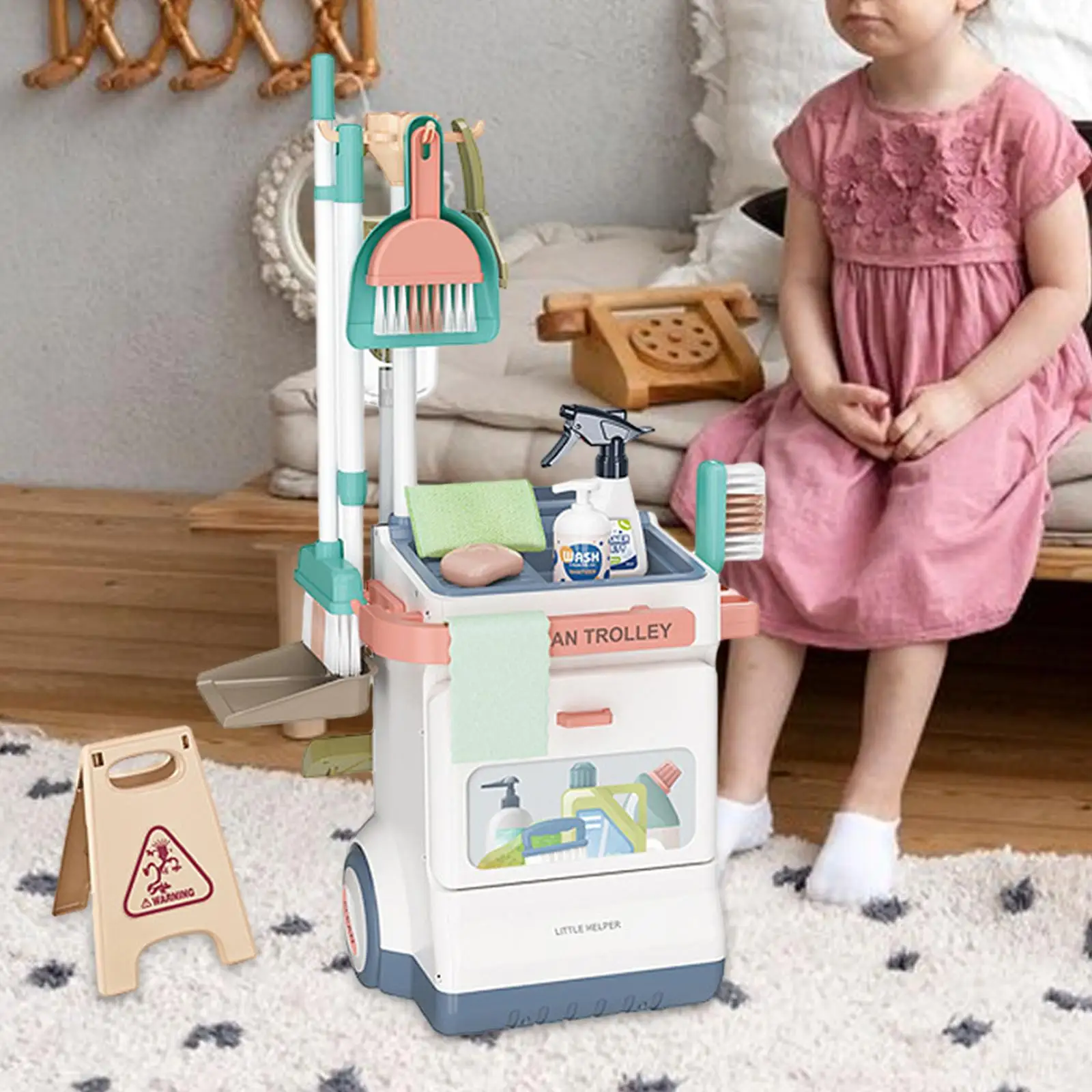 Kids Cleaning Set Pretend Play Toy Role Play Game for Toddlers Kids 3