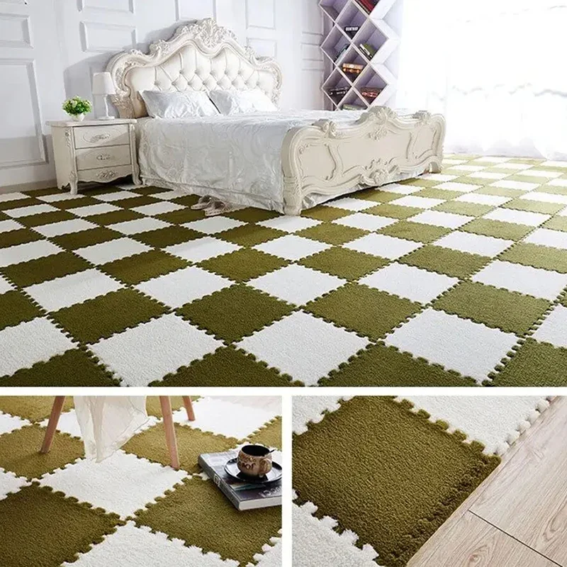 6Pcs Eva Foam Puzzle Carpet Soft Plush Children's Play Mat Children's Room Keep Warm Playmat Baby Crawling Mat 30*30cm