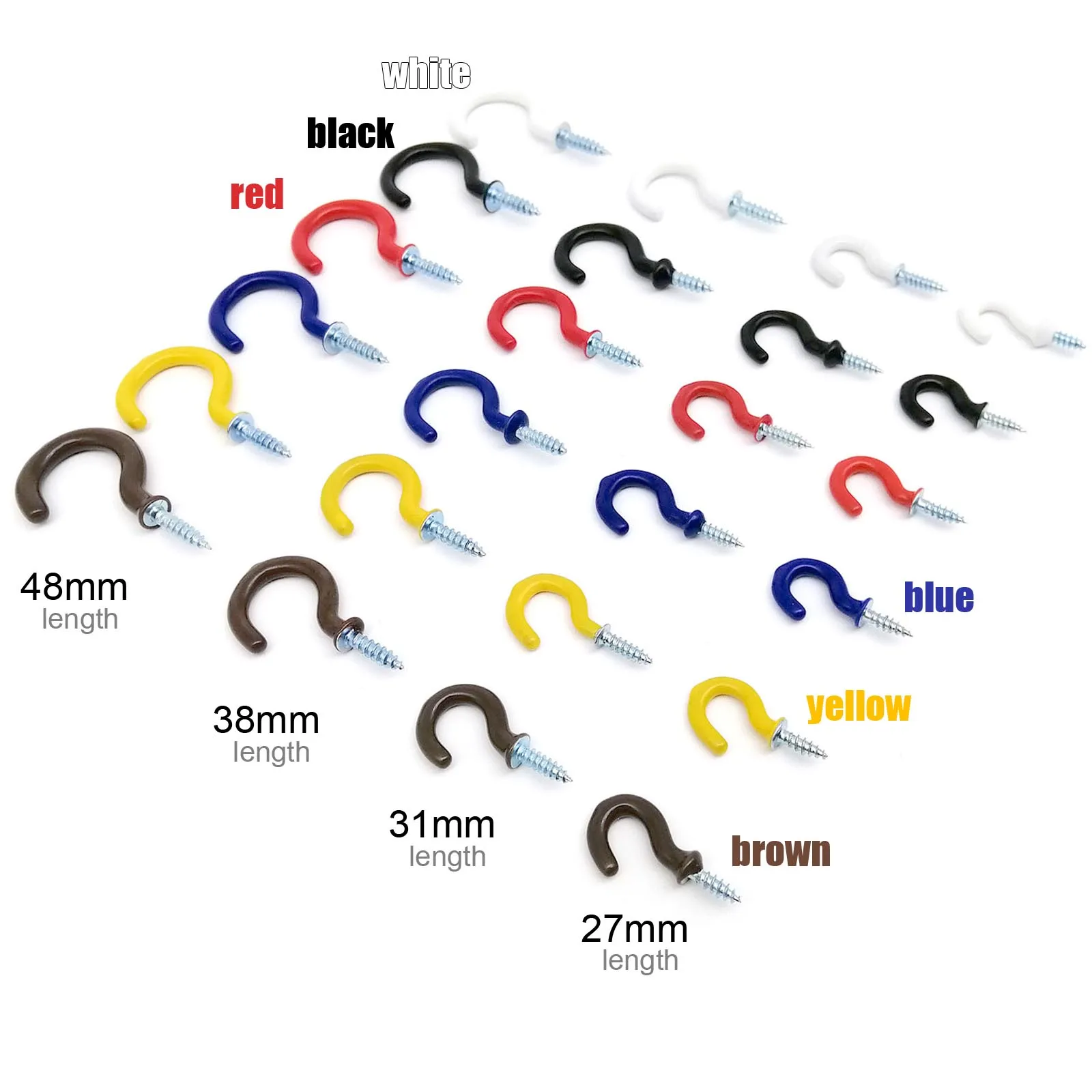 25pcs Plastic Covered Rust-proof Picture Photo Plant Lamp Light Curtain Eye Bolt Screw-in Ceiling L C Mug Hanger Clasp Cup Hook