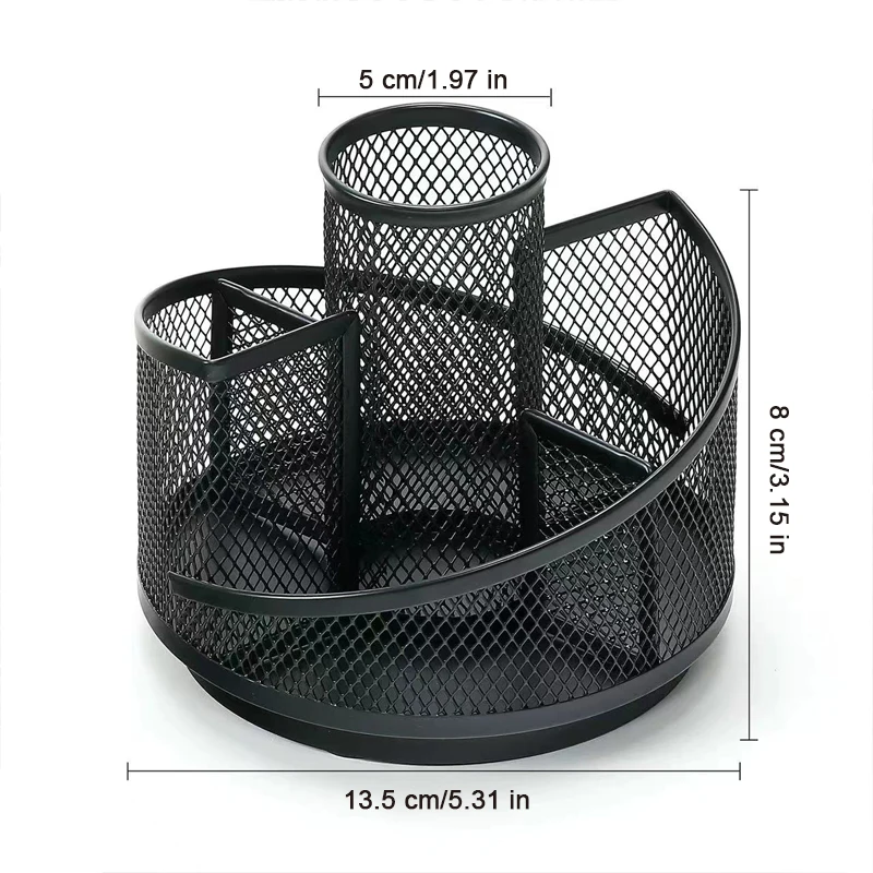 1PC Rotating Pen Holder Desktop Multi-functional Storage Box Metal Mesh 360-degree Free Rotation Office Supplies pen holder,desk organizer,pen and brush holder,desk storage rack