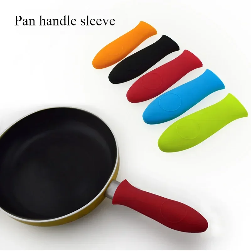 Silicone Pan Handle Heat Insulation Sleeve Iron Fryer Frying Pan Non-slip Anti-scalding Metal Handle Heat Resistant Cover 1Pc