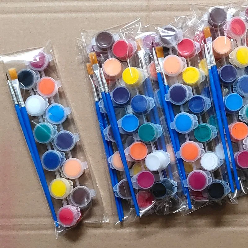Acrylic Pigment Set 12 Color Watercolor Painting Pigment Set Stone Ceramic Painting Color Painting Paint with Built-in Brush