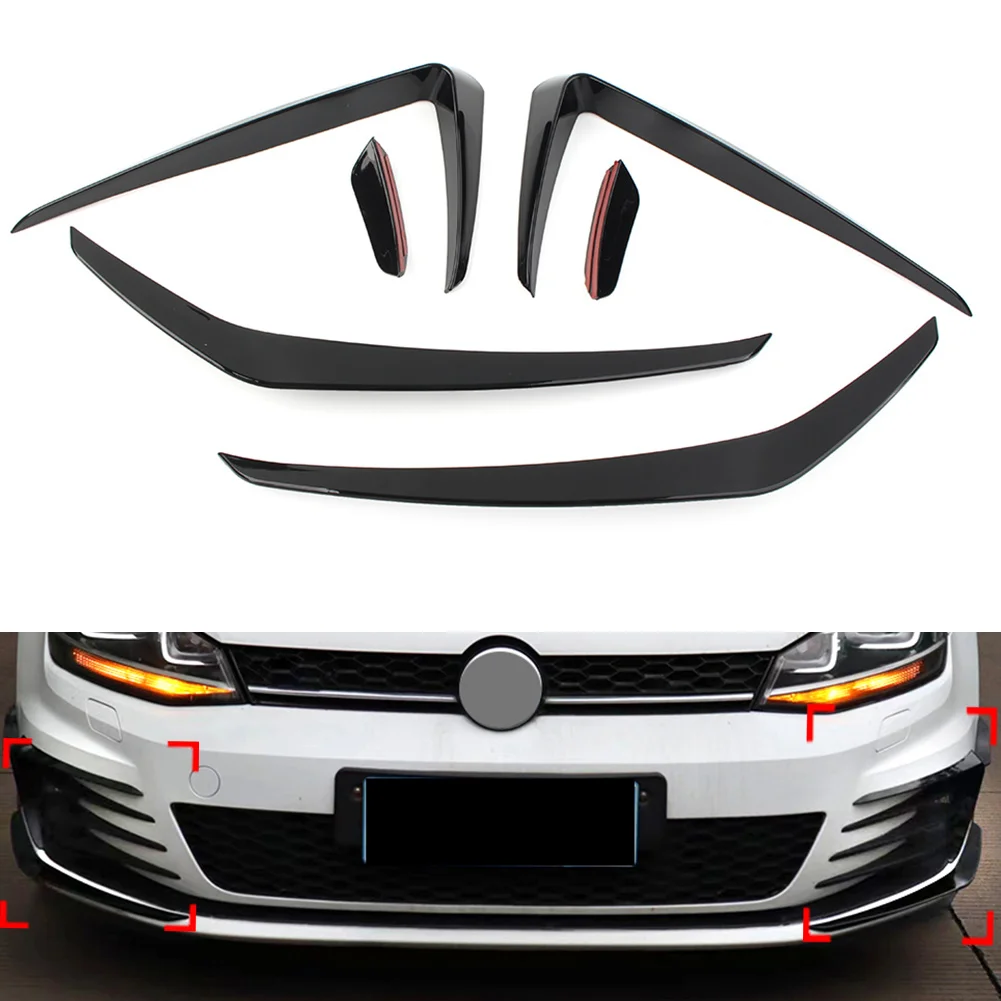 

6Pcs Glossy Black Car Front Bumper Side Air Vent Cover Kit Trim Decoration For VW Golf 7 GTI 2013 2014 2015 2016
