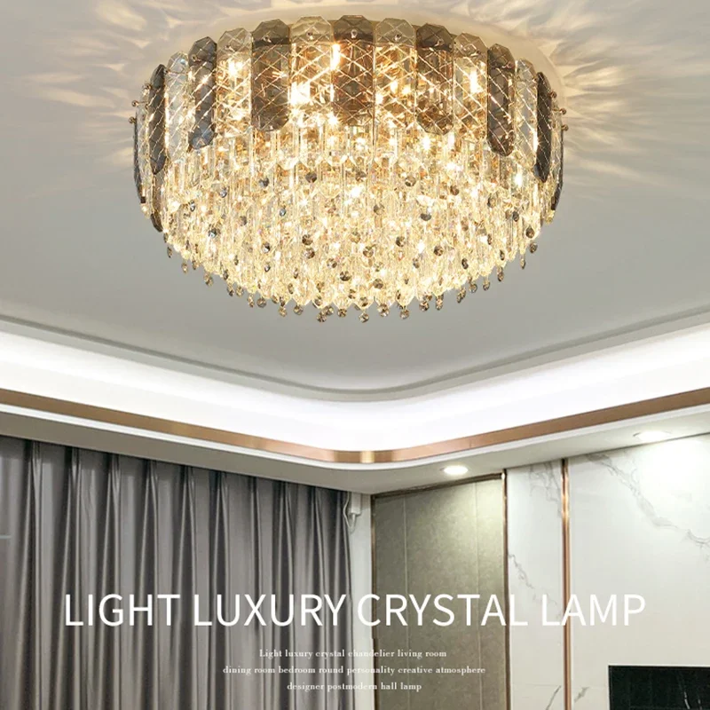 

Postmodern Light Luxury Crystal Ceiling Lamp High-End Atmosphere Living Room Bedroom Lamp New Creative Minimalist LED Room Lamp