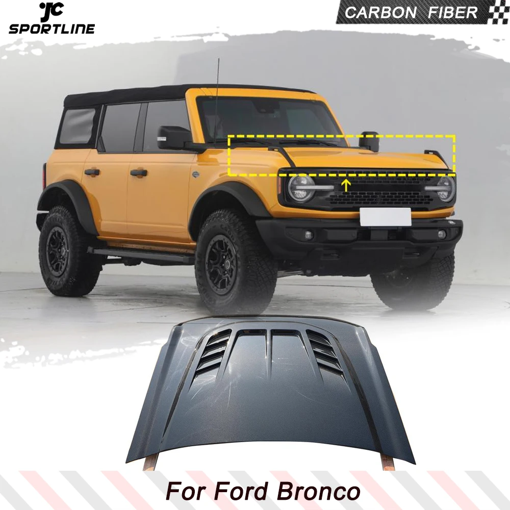 

Углеродное волокно, передний бампер, капот для Ford Bronco 2021-2023, передний капот, крышка капота, автомобильный капот, комплекты кузова автомобиля