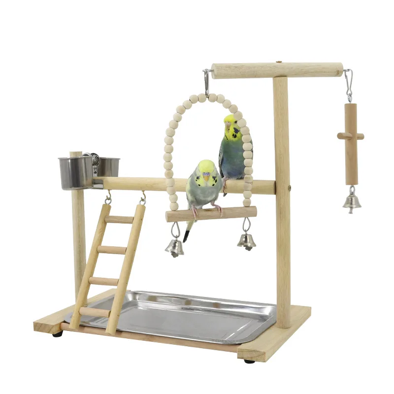 Parrot Stand Cage Playground Parakeet Perch Bird Training Office Toy Supplies Desktop Wooden Stands Exercise Equipment