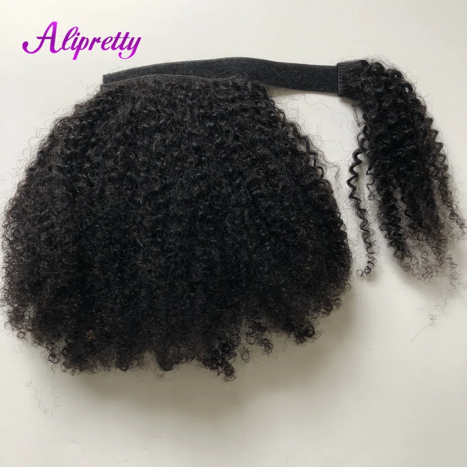 Afro Kinky Curly Human Hair Extensions Ponytail for Women