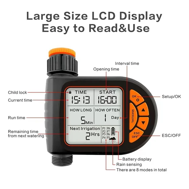 Smart Garden Timer Irrigation Set IPX5 Waterproof LCD Automatic Watering Controller Set With Rain Sensor for Farms 6