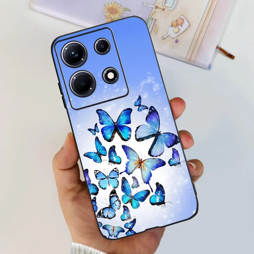Fashion Cute Flowers Luxury Black Phone Case Back Cover