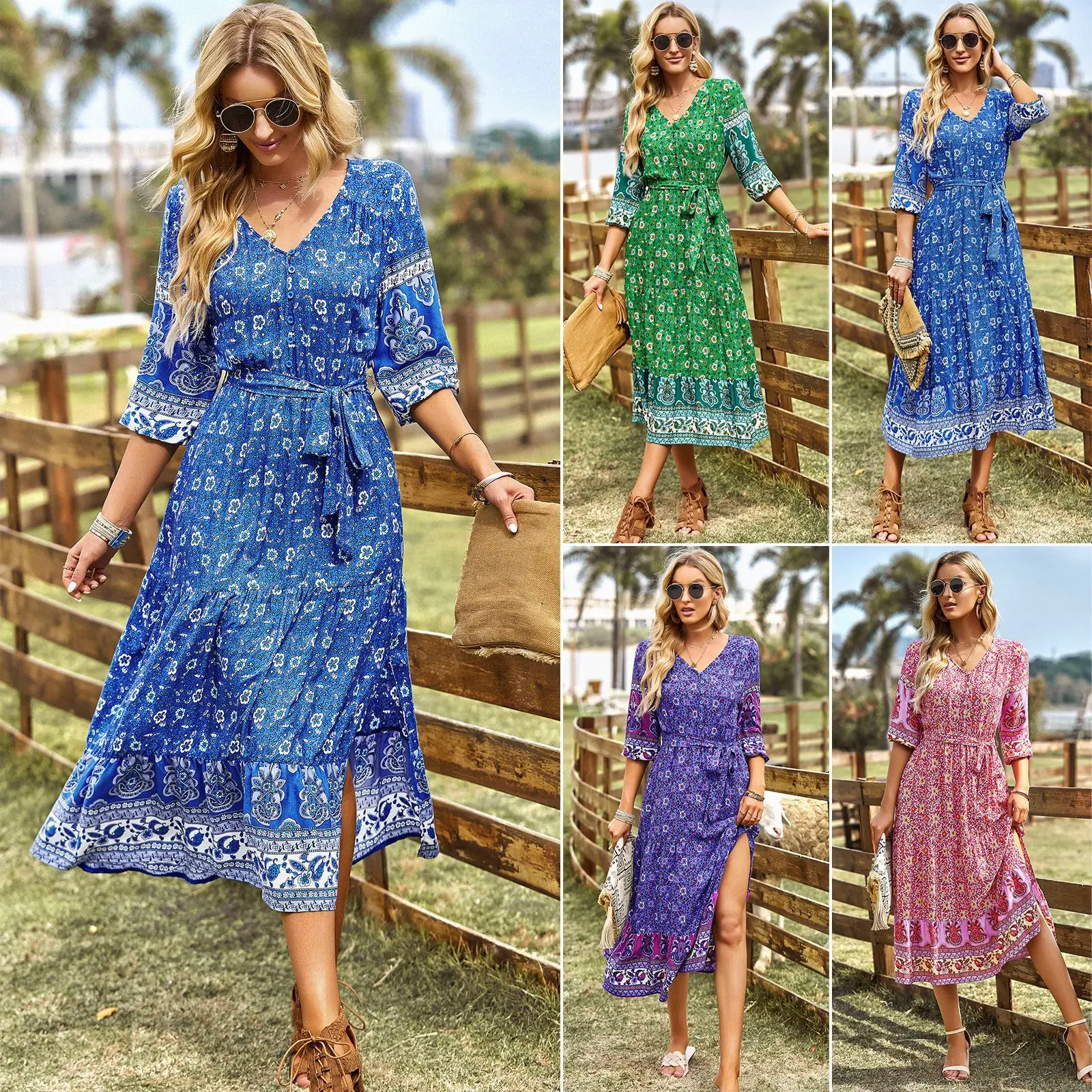 

Floral Dress Women's Summer Bohemian Leisure Holiday Dress Dress