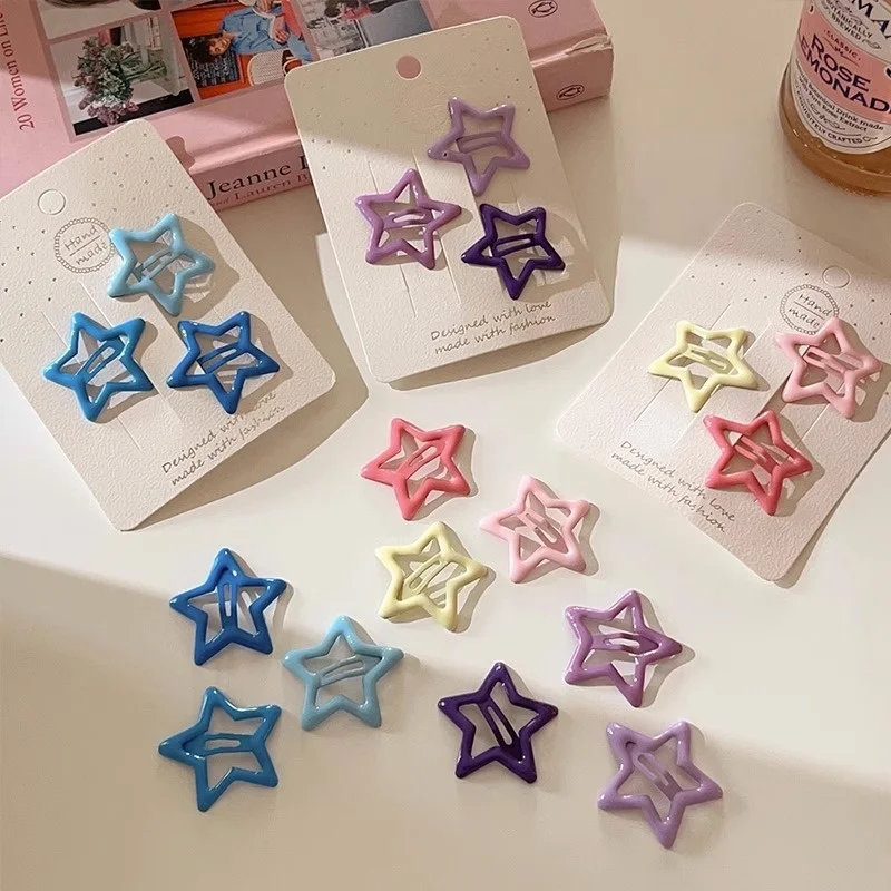 

color pentagonal star hair clip ins children's headdress cute bangs side hair clip new