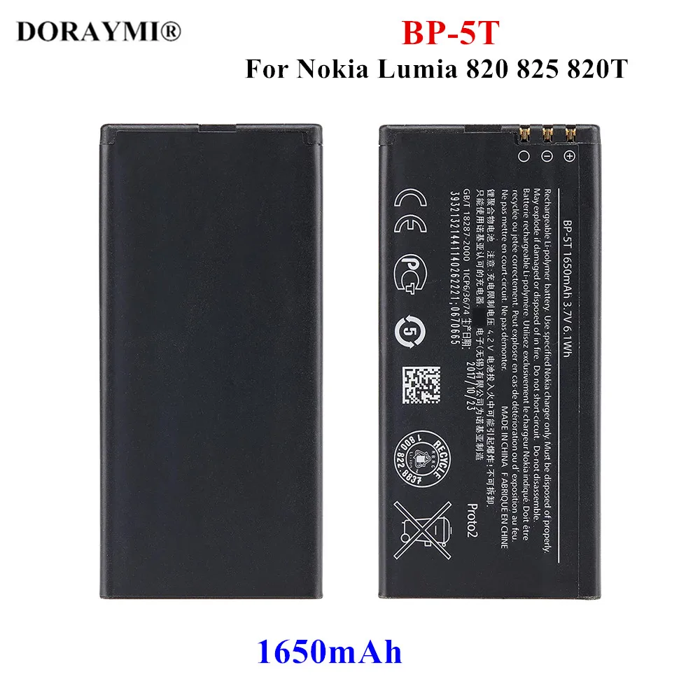 

Original 1650mAh BP-5T Phone Battery For Nokia Lumia 820 825 820T RM-878 Replacement Li-Polymer Batteries Bateria