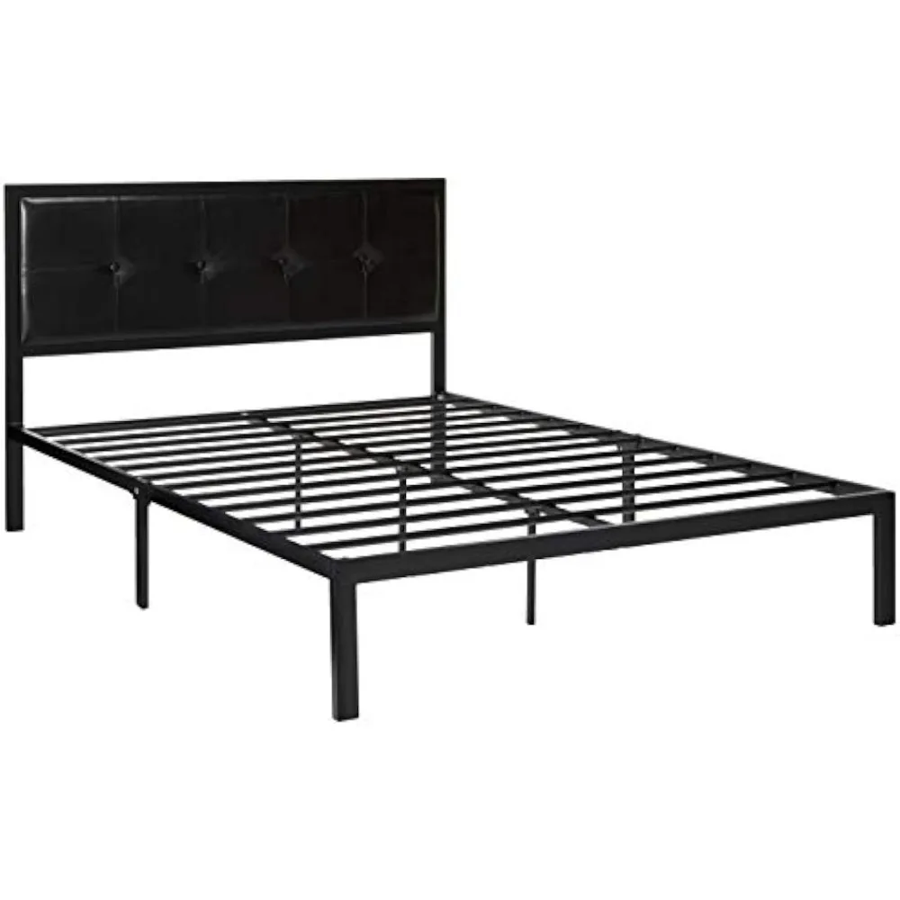 

ZINUS Cherie Faux Leather Classic Platform Bed Frame with Steel Support Slats, Bedroom Furniture, Queen Bedframe