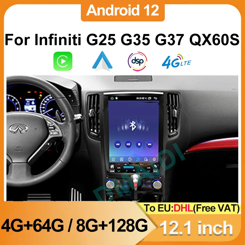 

Tesla Screen Android 12 Car Radio For Infiniti G25 G35 G37 Q60S For Nissan Skyline 2006-2013 Multimedia Player Auto Carplay GPS