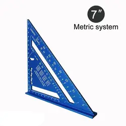 Aluminium Alloy Precision 7 - Inch Triangle Ruler and Protractor (Blue - metric)