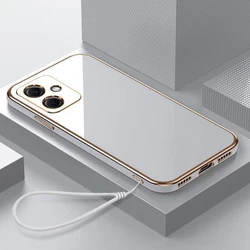 Luxury Square Plating Silicone Back Cover for Hot 30 Play NFC (Gs6D White)