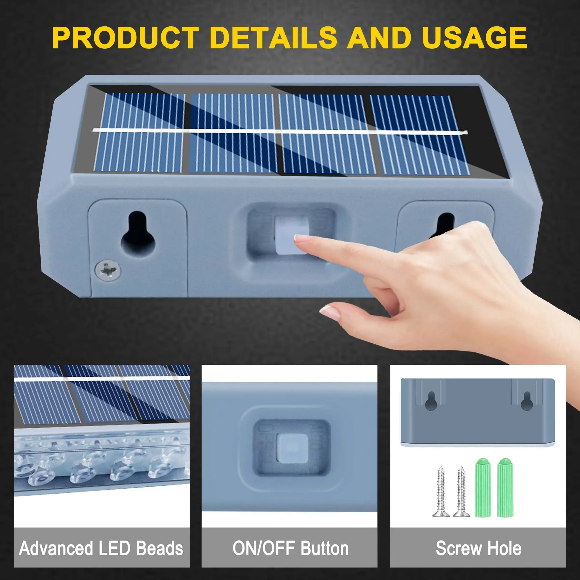2팩 14 LED 태양광 벽 조명, 방수 야외 정원 및 통로 램프, 따뜻한 흰색, 울타리, 계단 및 발코니 장