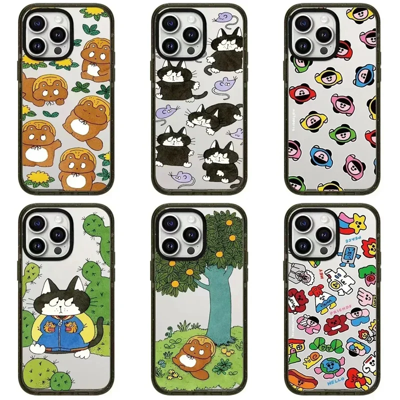

2.0 Acrylic Black Border Cartoon Fashion Cat iPhone 11 12 13 14 15 Pro Max Case - Protective iPhone Case