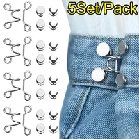 5/1Set Extender Button Adjustable Waist Buckle Set Jean Button Pins Perfect Fit Instant for Tighten Waist Jeans No Sewing Button 1