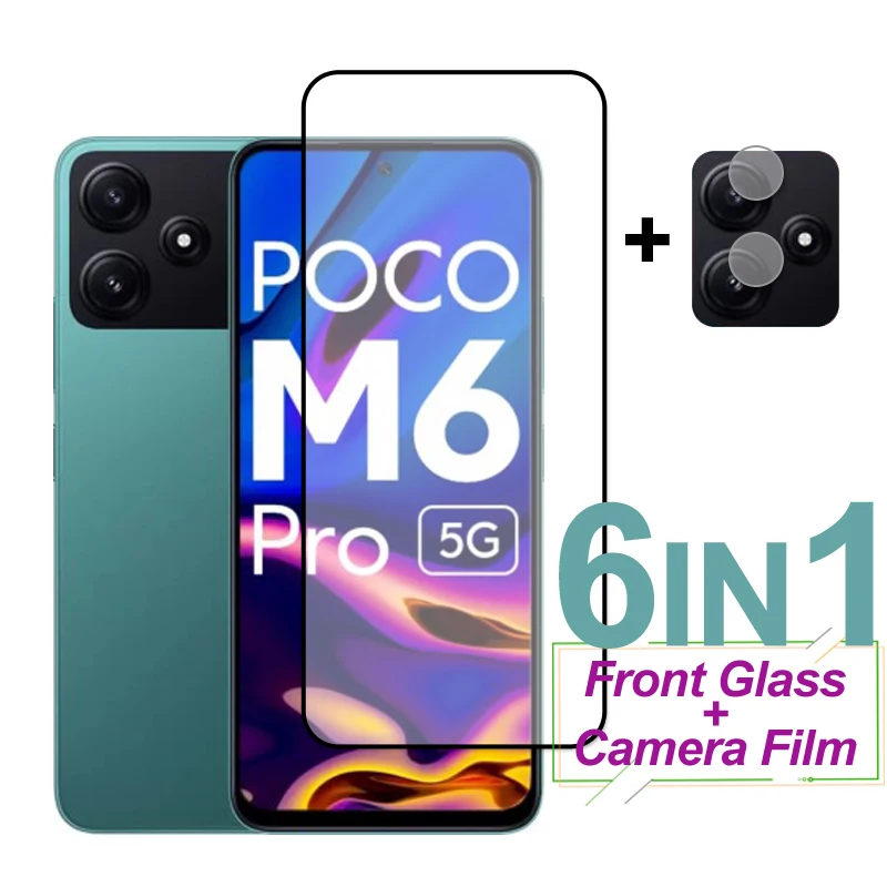 

Стекло для Xiaomi Poco M6 Pro, защита экрана, полное покрытие, закаленное стекло, защитная пленка для объектива камеры телефона Xiaomi Poco M6 Pro