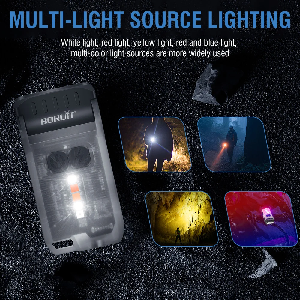 Description Picture 4 of itemBORUiT V15 EDC Flashlight 1200LM LED Fluorescence Keychain Work Light With Magnet Type-C Rechargeable Camping Pocket Lantern