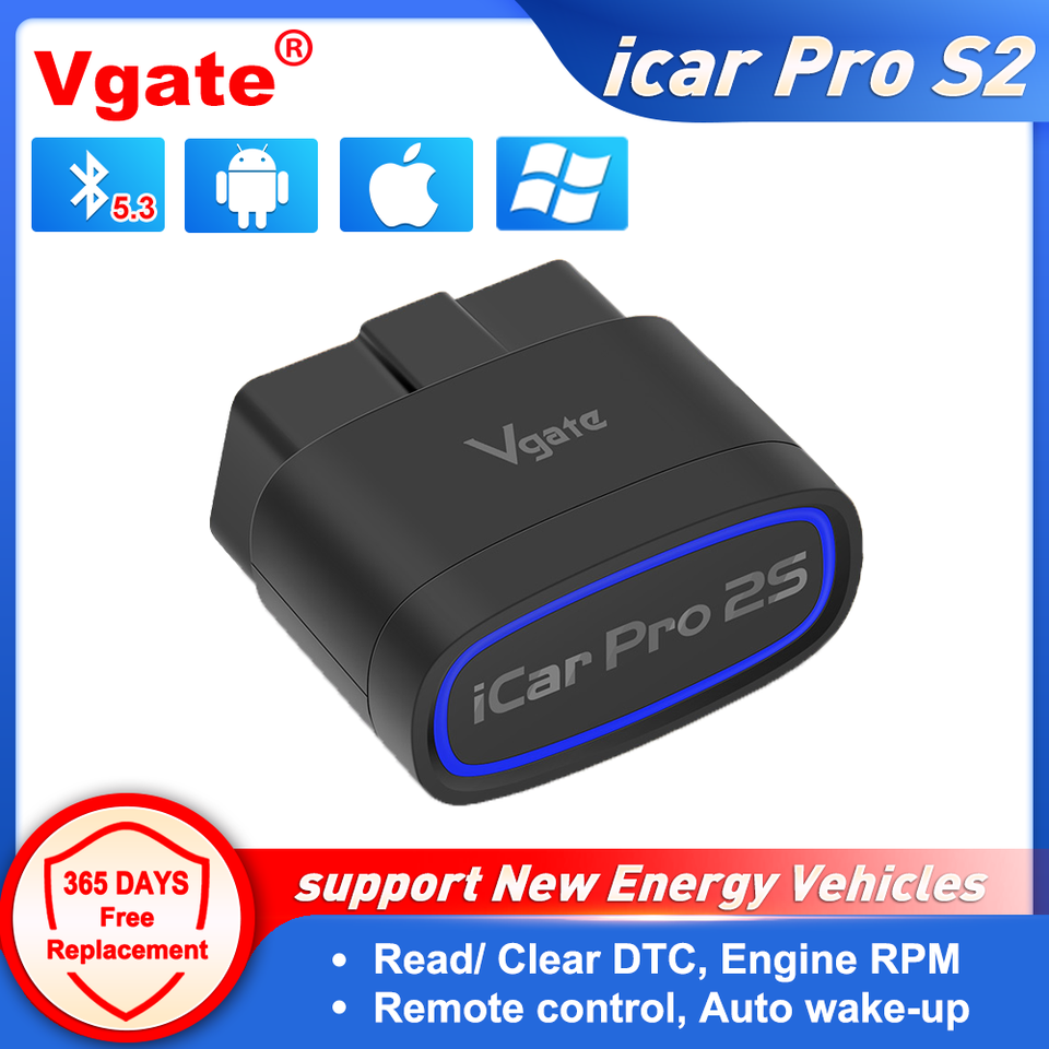 NEW Vgate iCar Pro 2S ELM327 Bluetooth 5.3 V2.3 Car OBD Scanner Upgraded EV Auto Diagnostic Tool BimmerCode for IOS Android PC