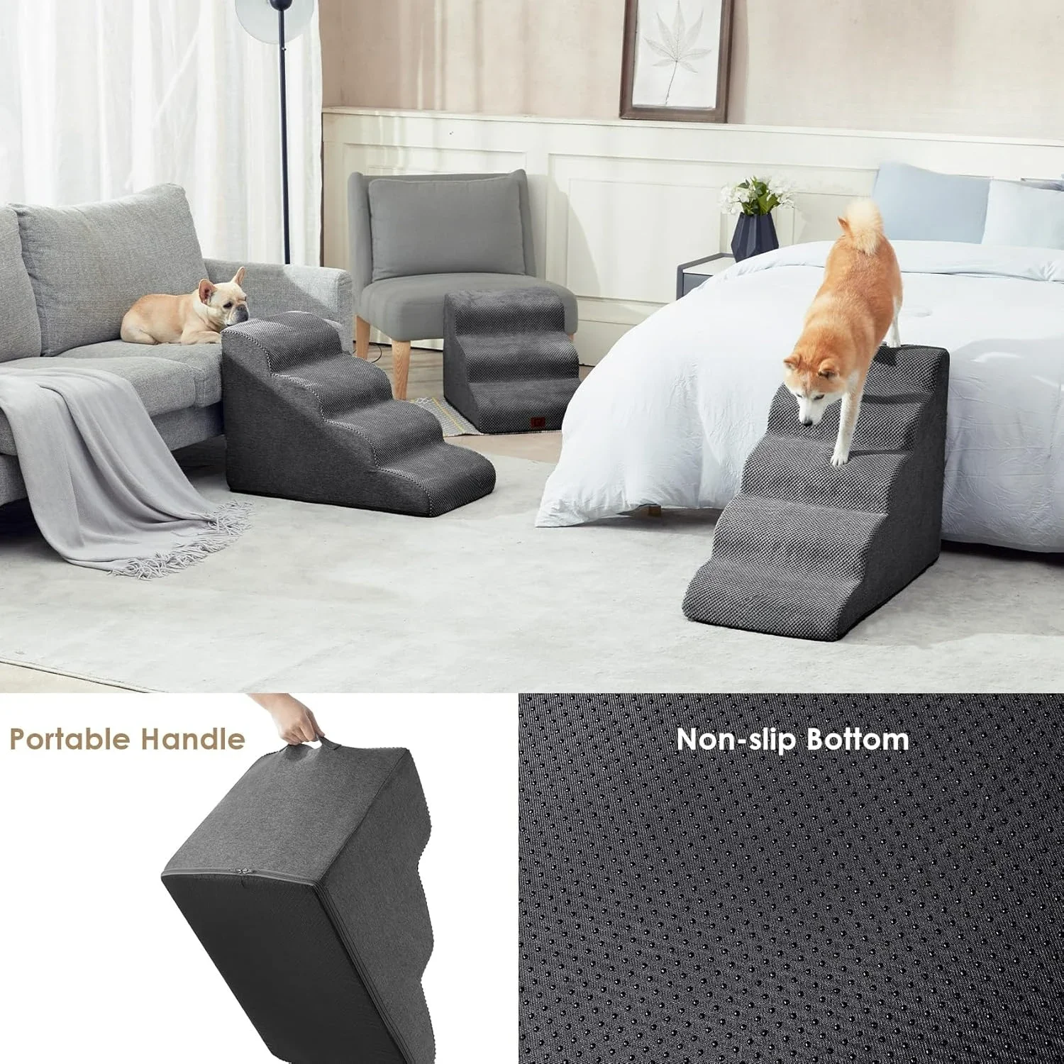 Curved Pet Stairs Ramp for Small Dogs & Cats – Non-Slip High Bed Steps 5