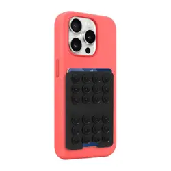 Universal Adhesive Silicone Phone Wallet and Mount with Strong Suction Cup, Hands - Free Design (Black)