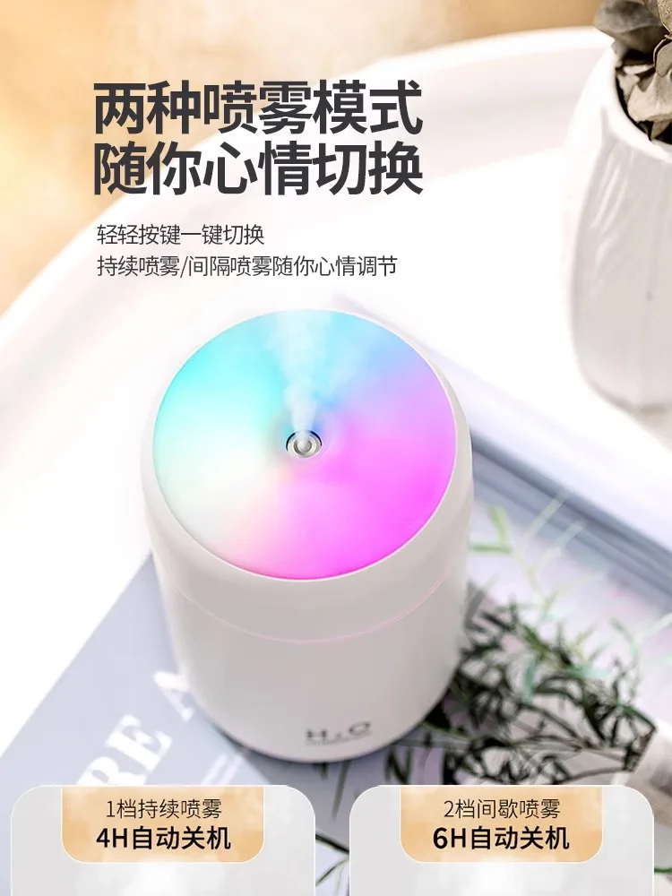 차량용 미니 휴대용 가습기, 소형 사무실 음소거, 자동차 미스터, 대형 안개 볼륨, 다채로운 컵 앰비언트 라이트, 2024 신제품