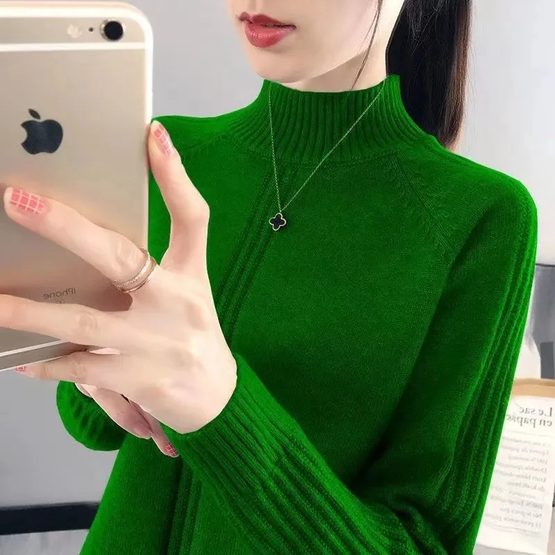 

2024 Basic Turtleneck Women Sweaters Autumn Winter Thick Warm Pullover Slim Tops Ribbed Knitted Sweater Jumper Soft Pull Female