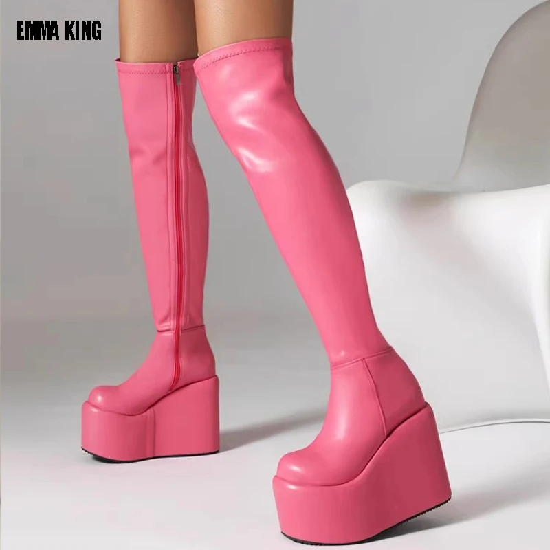 

Sexy Thigh Boots Women Block Thick High Heels Party Platform Over The Knee Boots Female Street Shoes Woman Botas Femininas 43