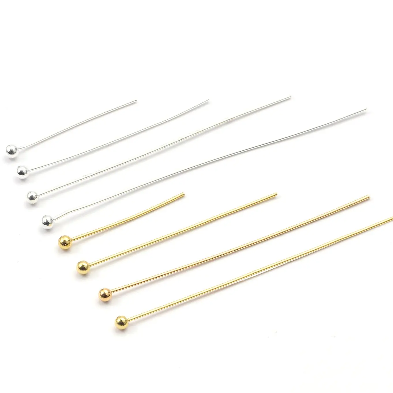 20mm 30mm 40mm 50mm Stainless Steel Gold Silver Plated Ball Head Pins Findings Jewelry Making 24-Gauge 200PCS/LOT 50 100pcs lot 15 70mm stainless steel flat ball eye head pins gold silver plated for diy jewelry findings making accessories