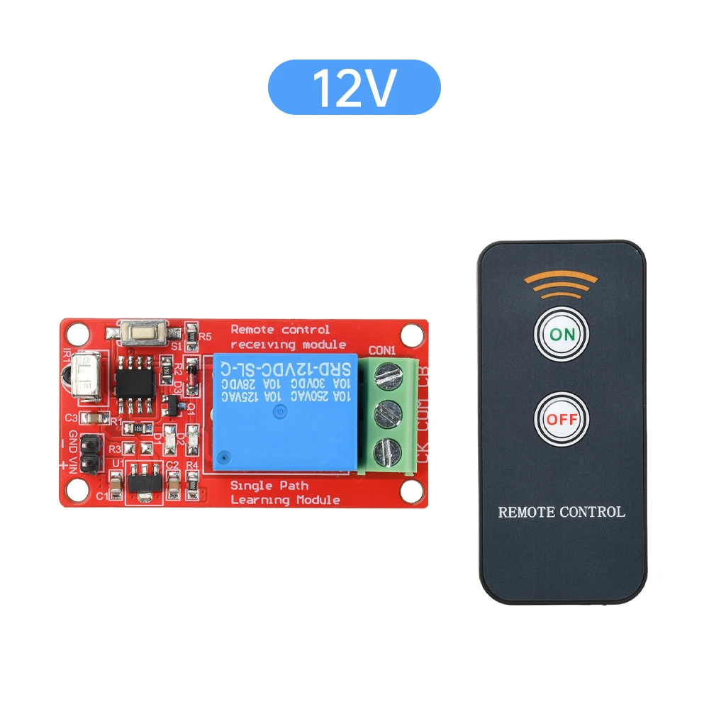 2-Pack 1CH 12V Infrared Remote Control Module – IR Receiver Wireless On/Off Switch, DIY Automation