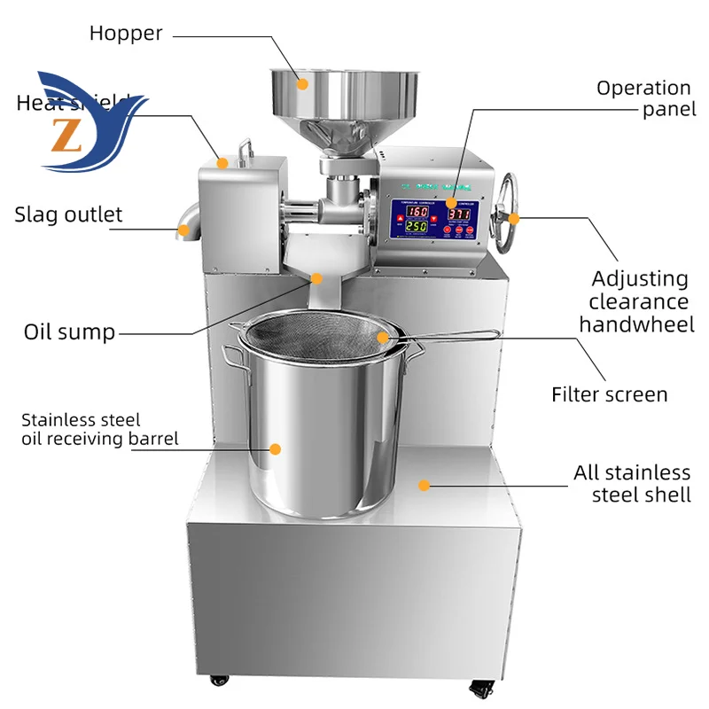 Oil Press Machine Medium-Sized Commercial P30 Fully Automatic Digital Temperature Control 2520W Power 20-30Kg per Hour