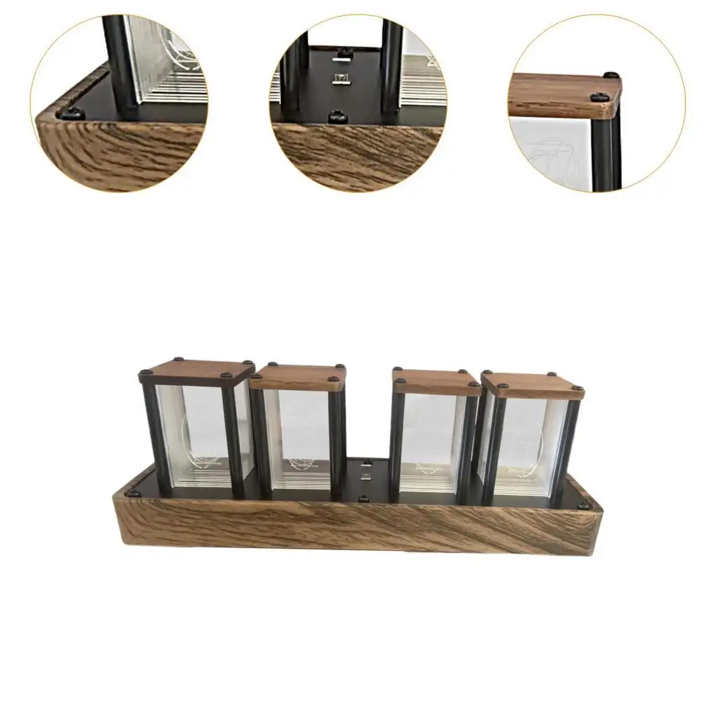 Colorful Nixie Tube Clock LED Desk Clock Vintage Glow Tube Gift Color Changing