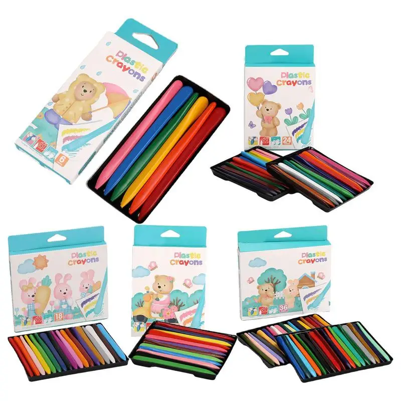 1 Set Crayon Drawing Smoothly Comfortable Grip 6-36Colors Practical  Dual-head Painting Crayon Kids Painting