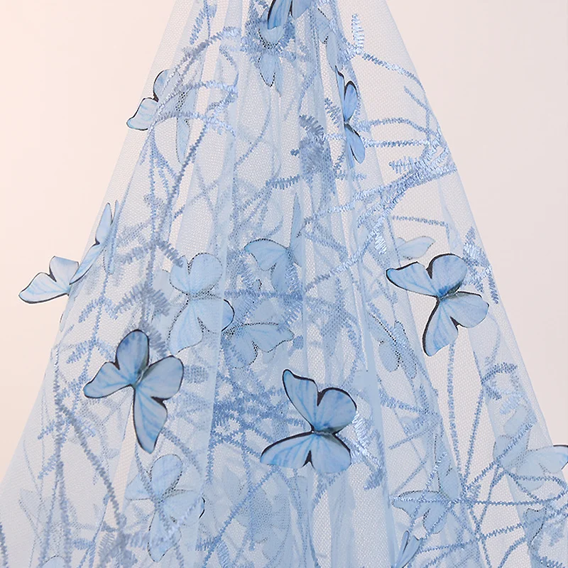 150cm Wide Premium Embroidered Lace Fabric Used For Clothing Wedding Dress Sewing DIY Butterfly Pattern Mesh 3D Soft and Thin