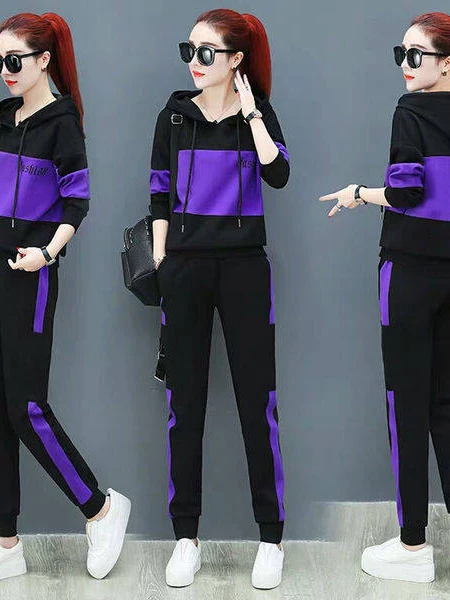 Casual Sportswear Set Women's Spring Autumn Loose Fashionable Mom's Leisure Wear Two-Piece Set Korean Style High Waist Long P... - 4