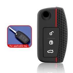 Silicone Car Flip Key Case Cover and Keychain (Red)