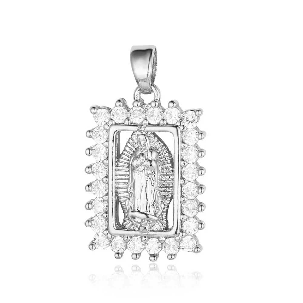 3pcs/Lot Religious Cross Jesus Goddess Copper Cubic Zircon Pendant The Female Lady Virgin Mary Charms Necklace Earring Making 6