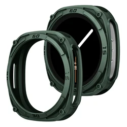 Rugged Bezel Case - Durable Hard PC Bumper Frame with Scale Protective Cover for Galaxy watch 9 40mm (Green)