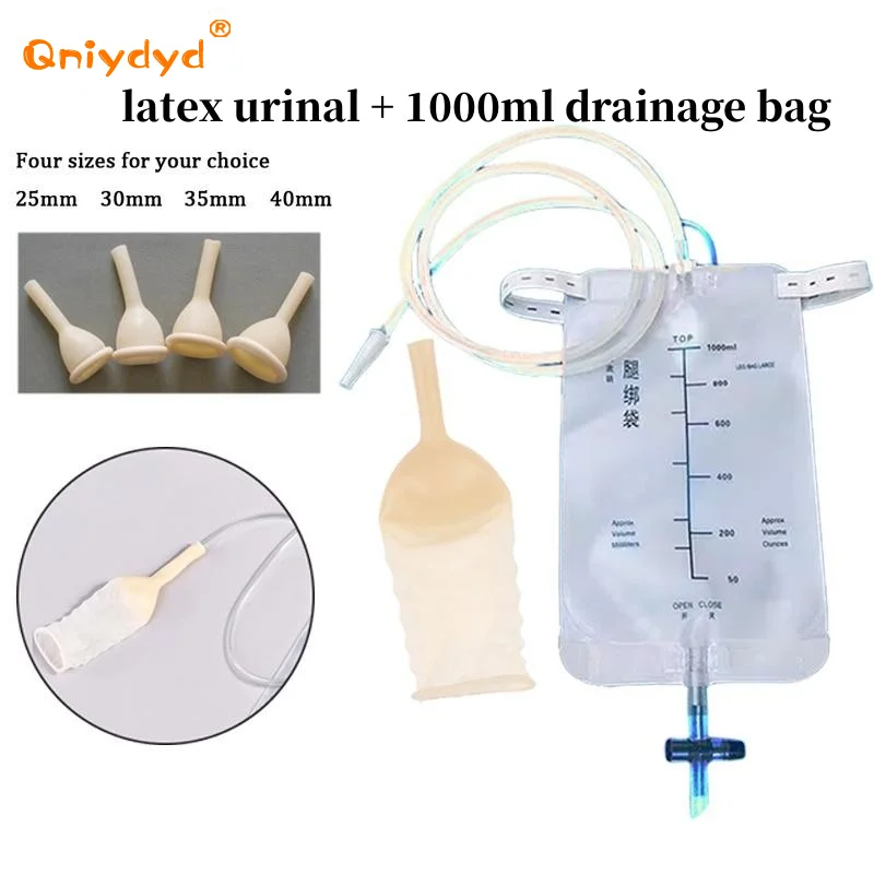 Reusable Medical Latex Sleeve Type Urine Bag Male Drainage Catheter Bag 1000ML Urine Collector Bag Urinal Pee Holder