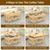 Lift Top Coffee Table,3-in-1Multifunctional Coffee Table with Drawers&Hidden Compartments,Coffee Table Converts to Dining Table 3
