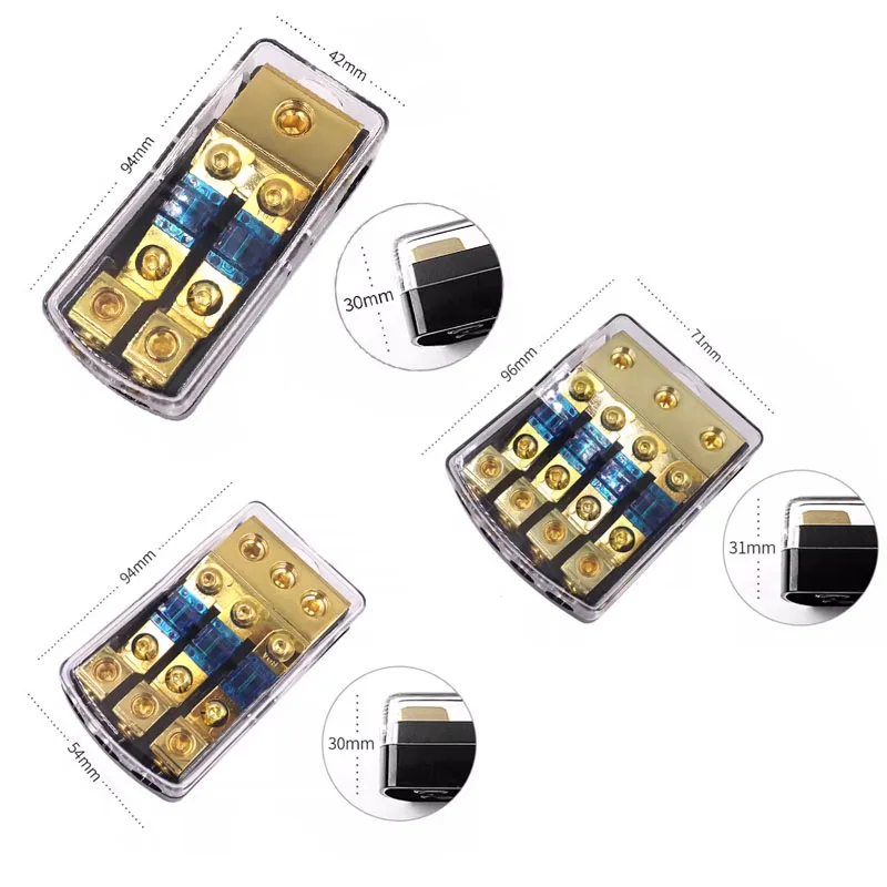 Car Audio Power Splitter Fuse Holder Stereo AFS Style Retrofit Fuse Adapter Junction Box 60A Blade Distribution Block